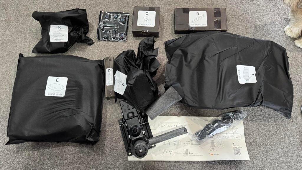 view of unboxed protoarc ec200 budget computer chair australia tried and tested for several week unboxing purchased package arrival at home testing experience